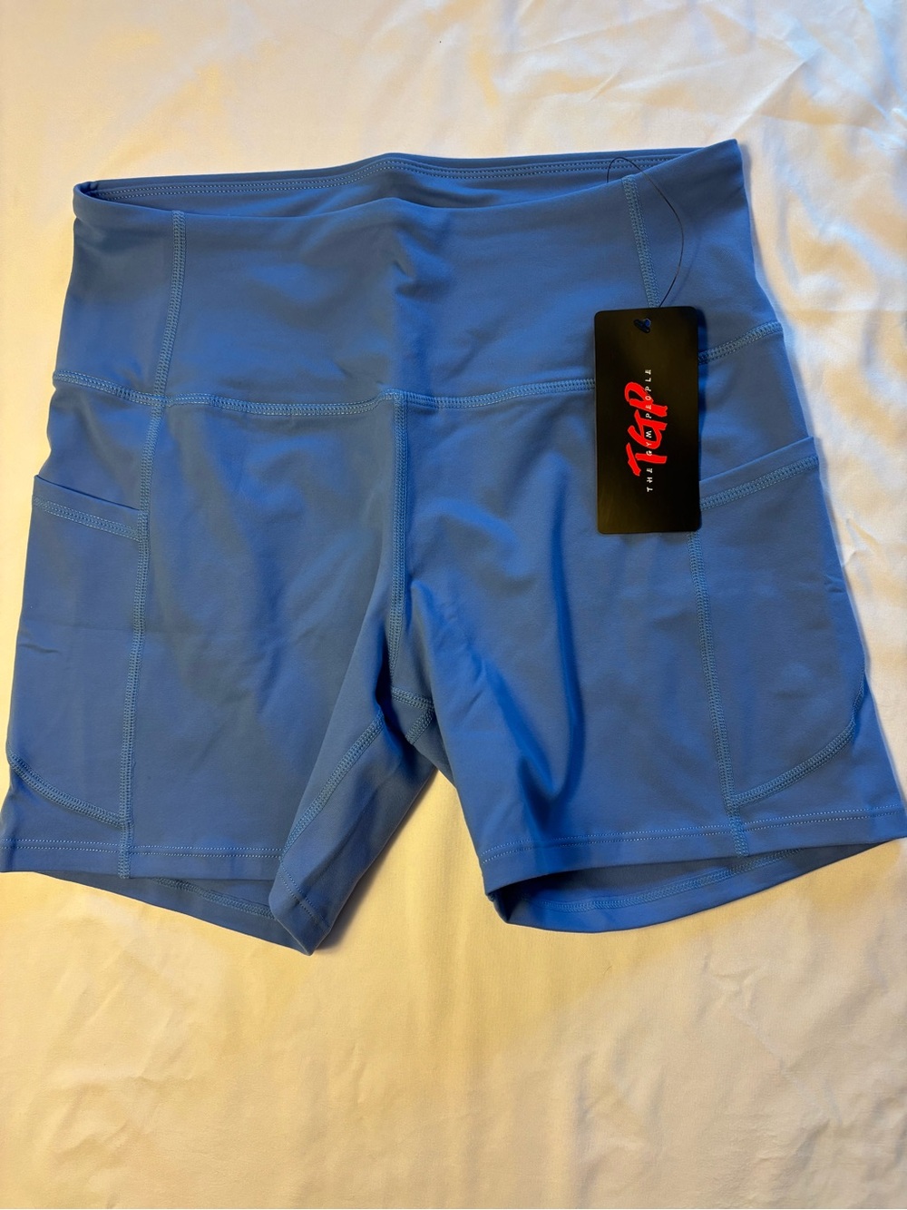 High-Waist Athletic Bike Shorts in Periwinkle Blue